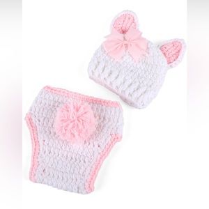 Accessories for 17-20 Inch Baby Dolls , Bunny Hat and Diaper